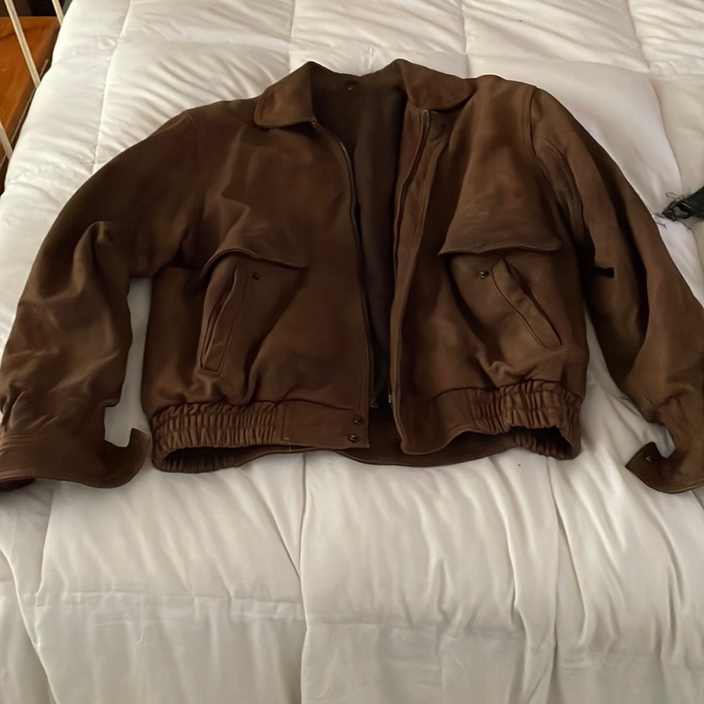 Mens brown suede waisted coat